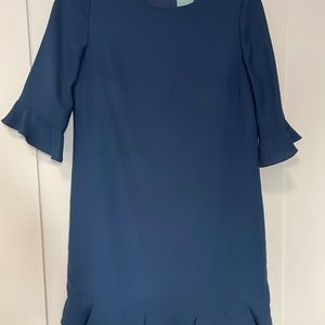 CeCe Blue Ruffle Hem Shift Dress